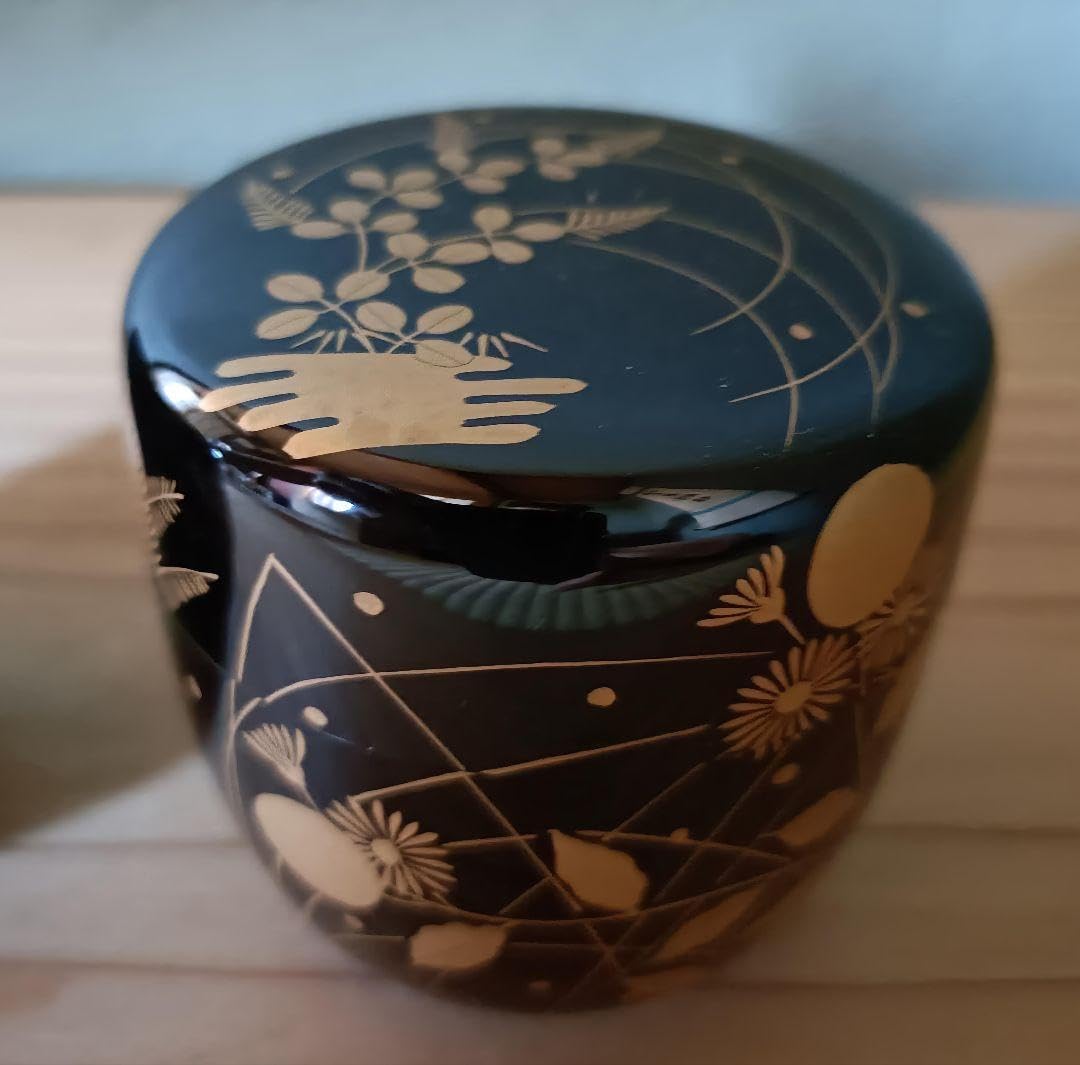 金箔装飾 春秋花デザイン 茶道具 棗 2個セット 金箔装飾 春秋花デザイン 茶道具 棗 2個セット
